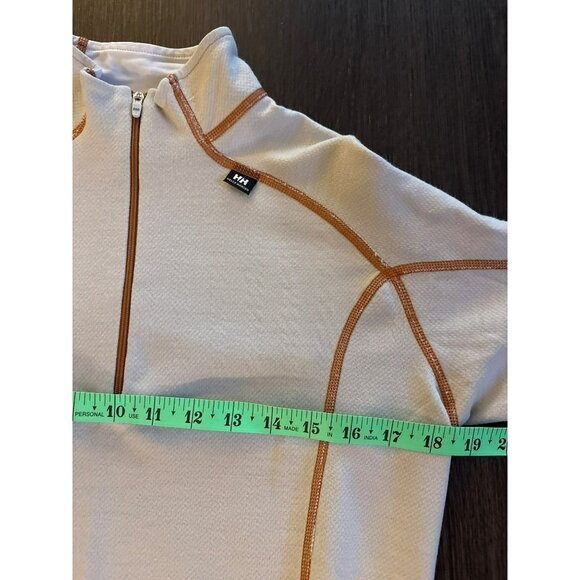 Helly Hansen Beige & Rust Merino Wool Blend 1/2 Zip Base Layer Pullover Top Size - Picture 5 of 8